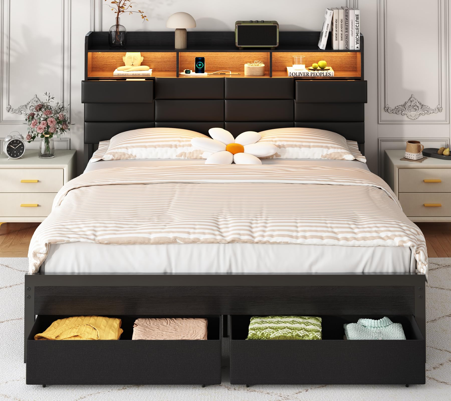 King Size Bed Frame With Storage Drawers - Rangka Tempat Tidur Ukuran King dengan