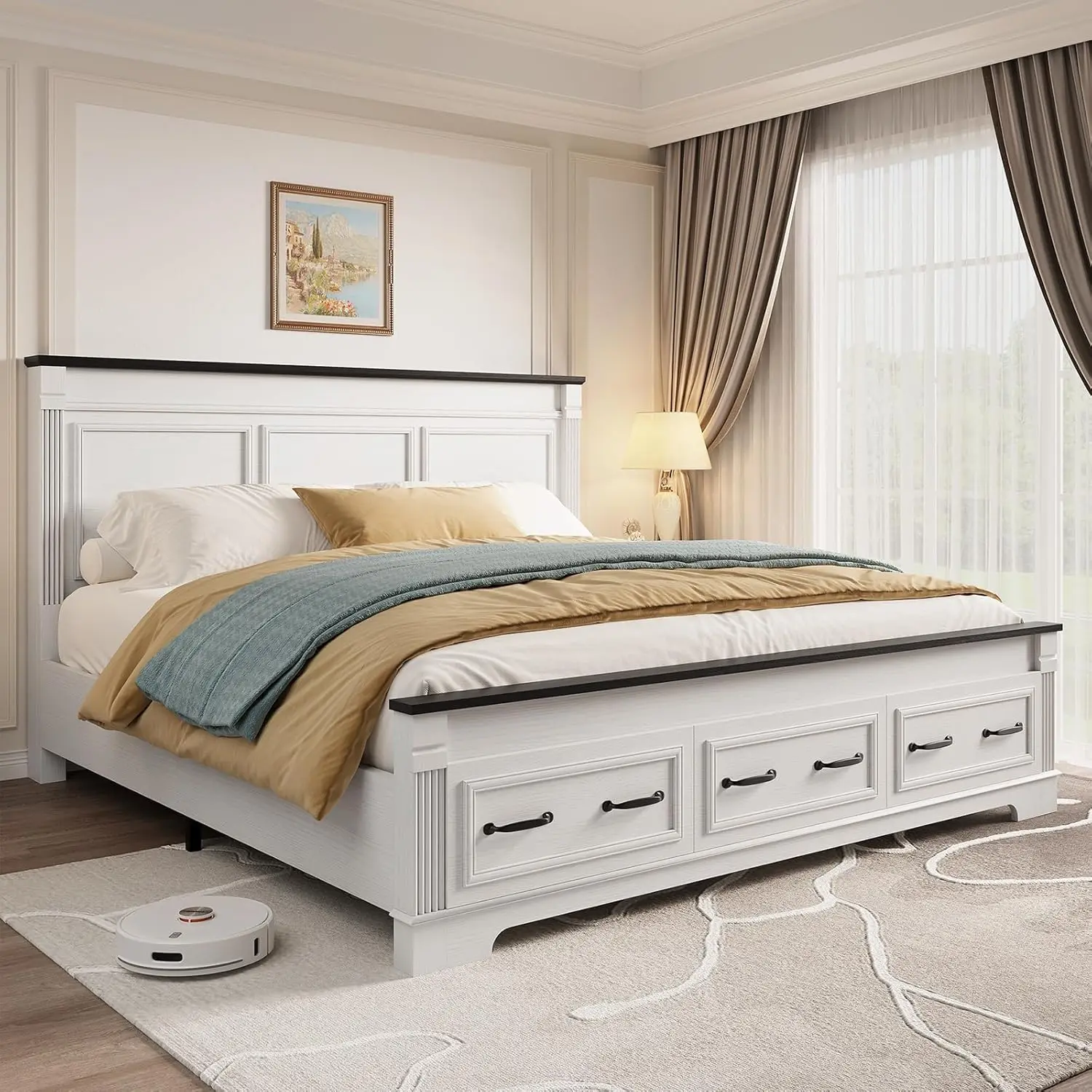 King Size Bed Frame With Storage Drawers - Rangka Tempat Tidur Ukuran King dengan
