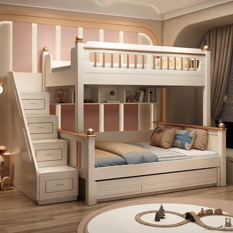 King Size Bed Frame With Storage Drawers - Tempat tidur susun kayu 135x190cm dengan