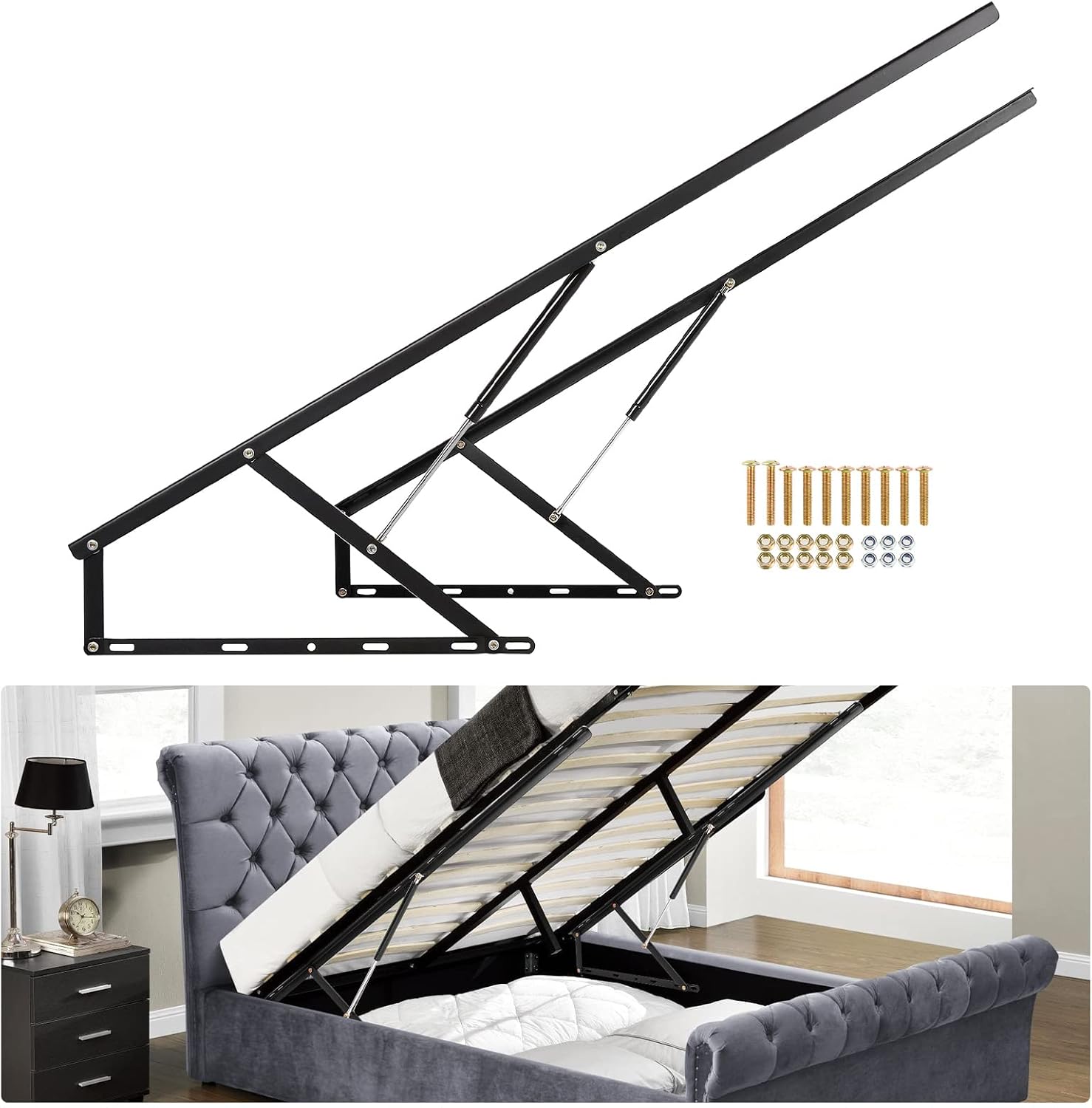Gas Lift Storage Bed Hydraulic - Mekanisme Pengangkat Tempat Tidur 4,6 FT,