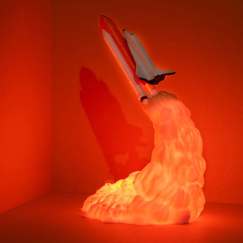Floating Nightstand With Led Light - Lampu Meja LED Roket Pesawat Ulang-alik