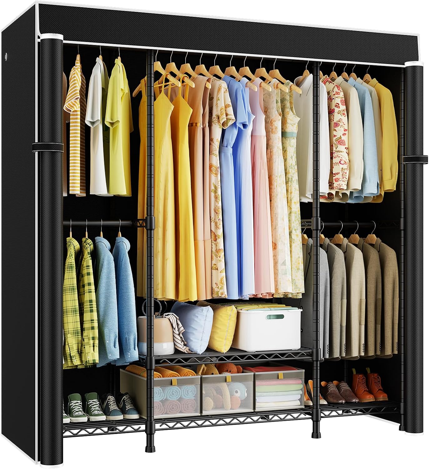 Wardrobe Closet Portable Fabric Cover - Lemari pakaian portabel tugas berat E3C