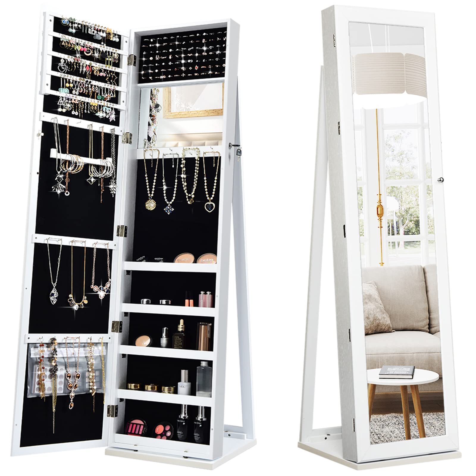 Full Length Mirror Jewelry Armoire - Lemari Perhiasan Berdiri dengan Cermin Panjang,