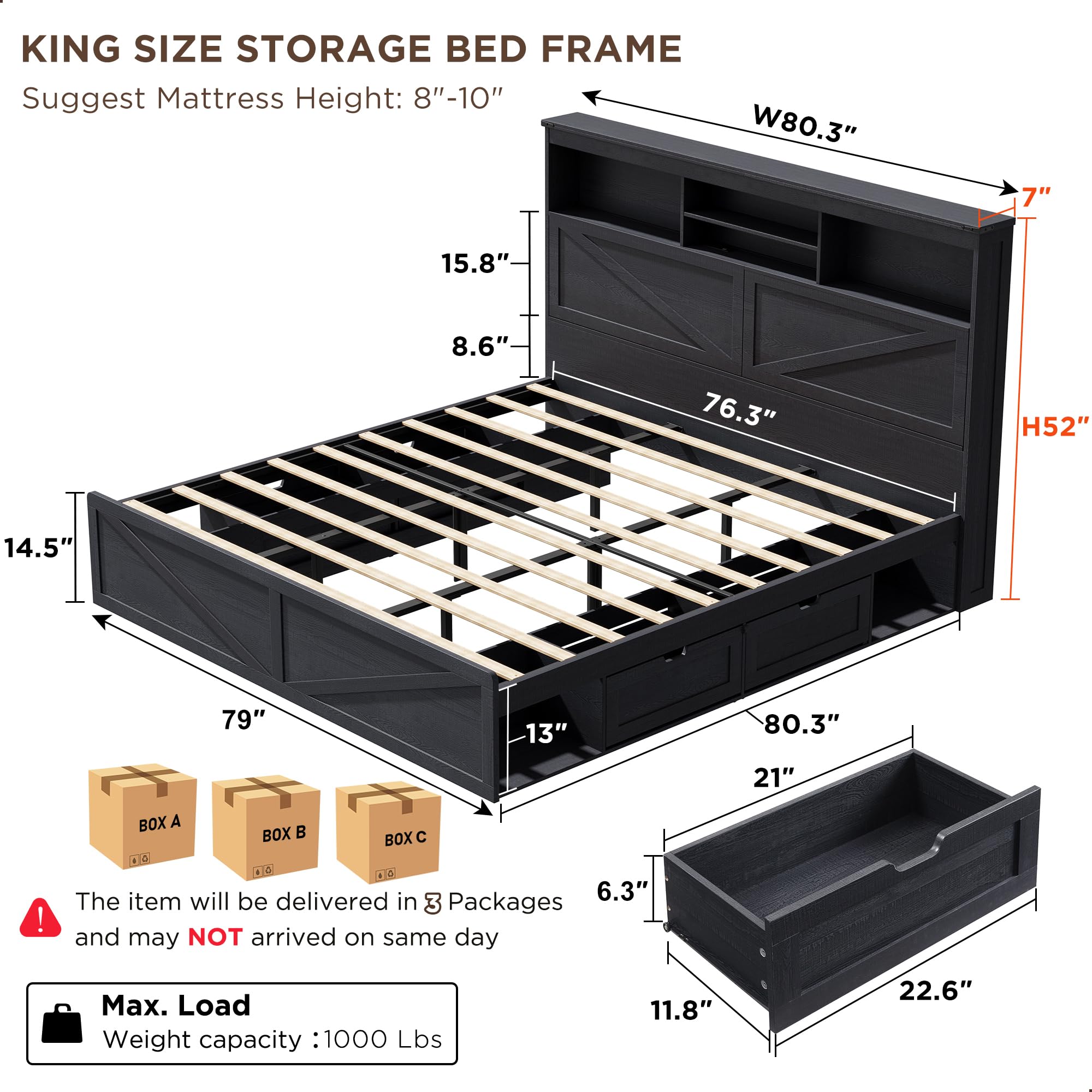Rangka Tempat Tidur Ukuran Kin - King Size Bed Frame With Storage Drawers ulasan dan harga