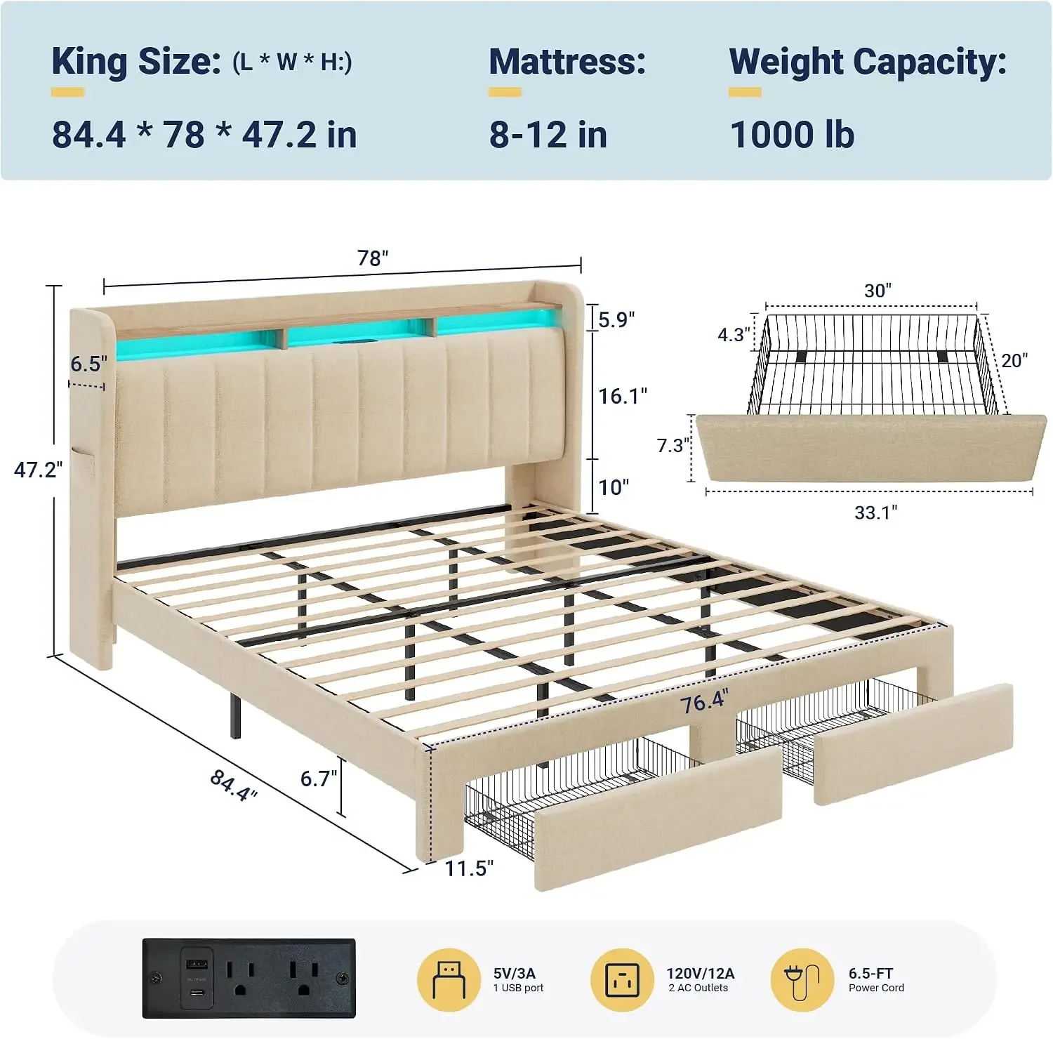 Rangka Tempat Tidur Ukuran Kin - King Size Bed Frame With Storage Drawers ulasan dan harga