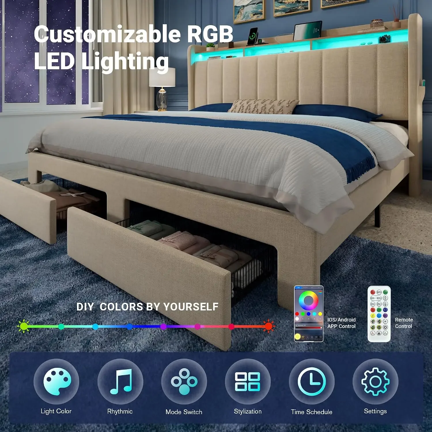Rangka Tempat Tidur Ukuran Kin - King Size Bed Frame With Storage Drawers ulasan dan harga