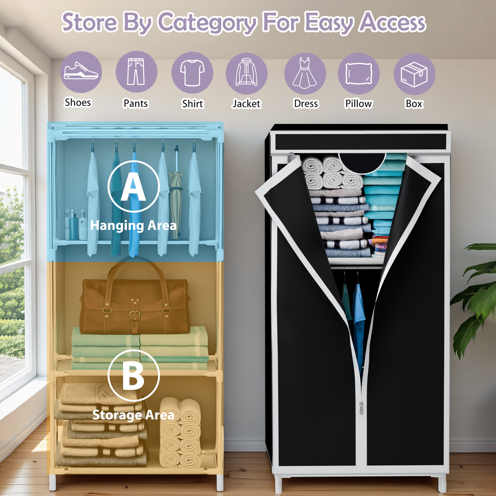 Lemari Pakaian Kain Portabel d - Wardrobe Closet Portable Fabric Cover ulasan dan harga