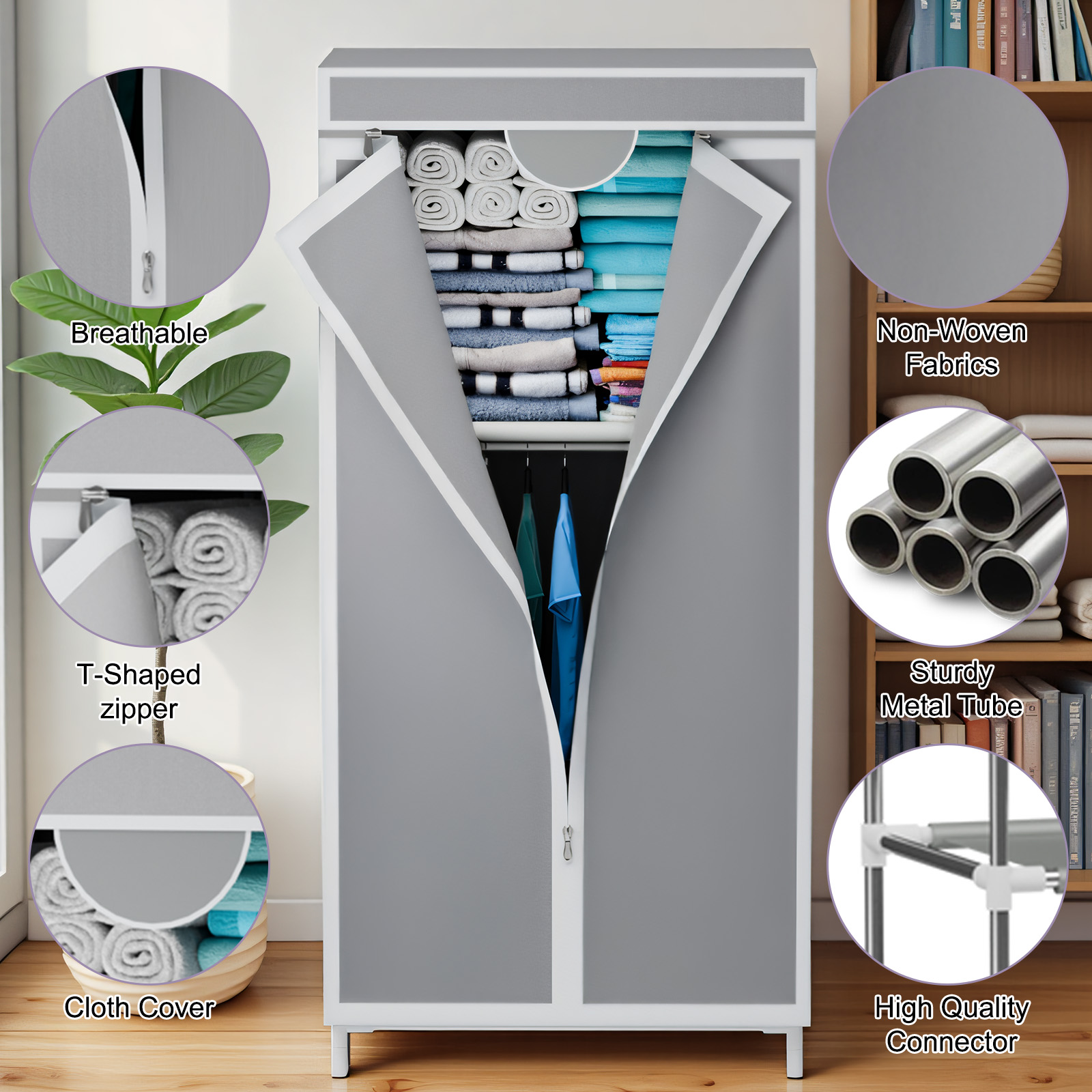 Lemari Pakaian Kain Portabel d - Wardrobe Closet Portable Fabric Cover ulasan dan harga