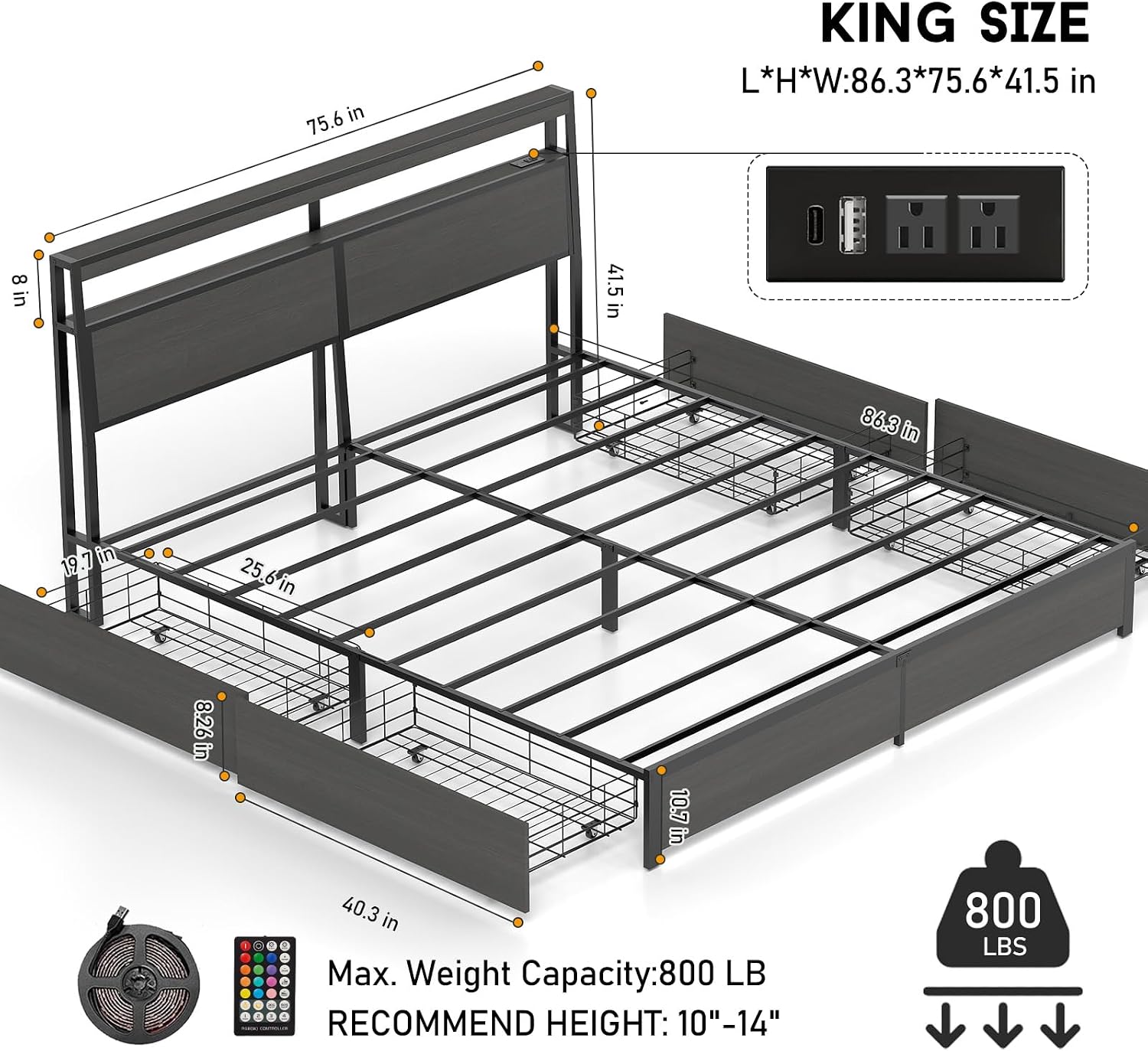 Rangka Tempat Tidur King Size  - King Size Bed Frame With Storage Drawers ulasan dan harga