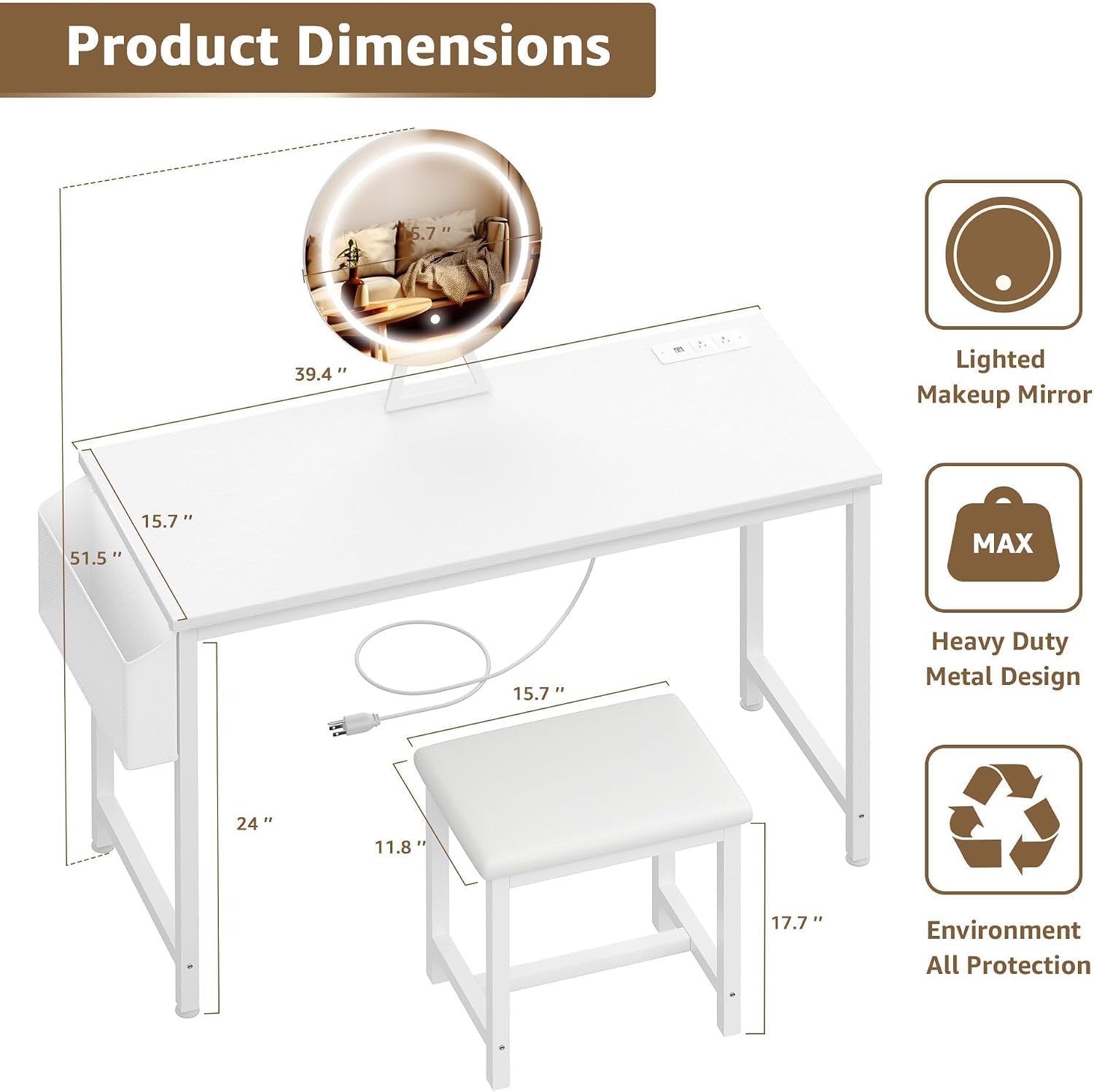 Set Meja Rias Murah untuk Anak - Dressing Table Vanity With Lighted Mirror ulasan dan harga
