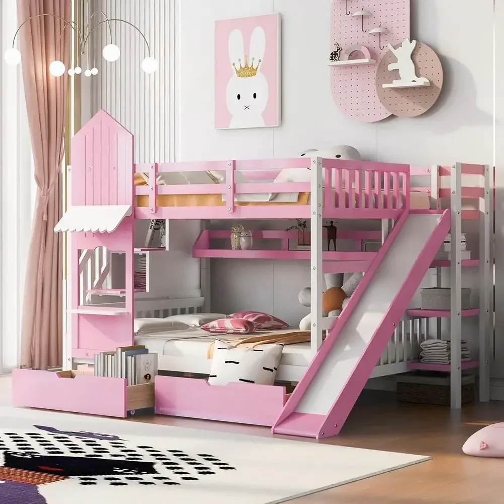 Tempat Tidur Susun Anak dengan - Bunk Bed With Stairs And Slide ulasan dan harga