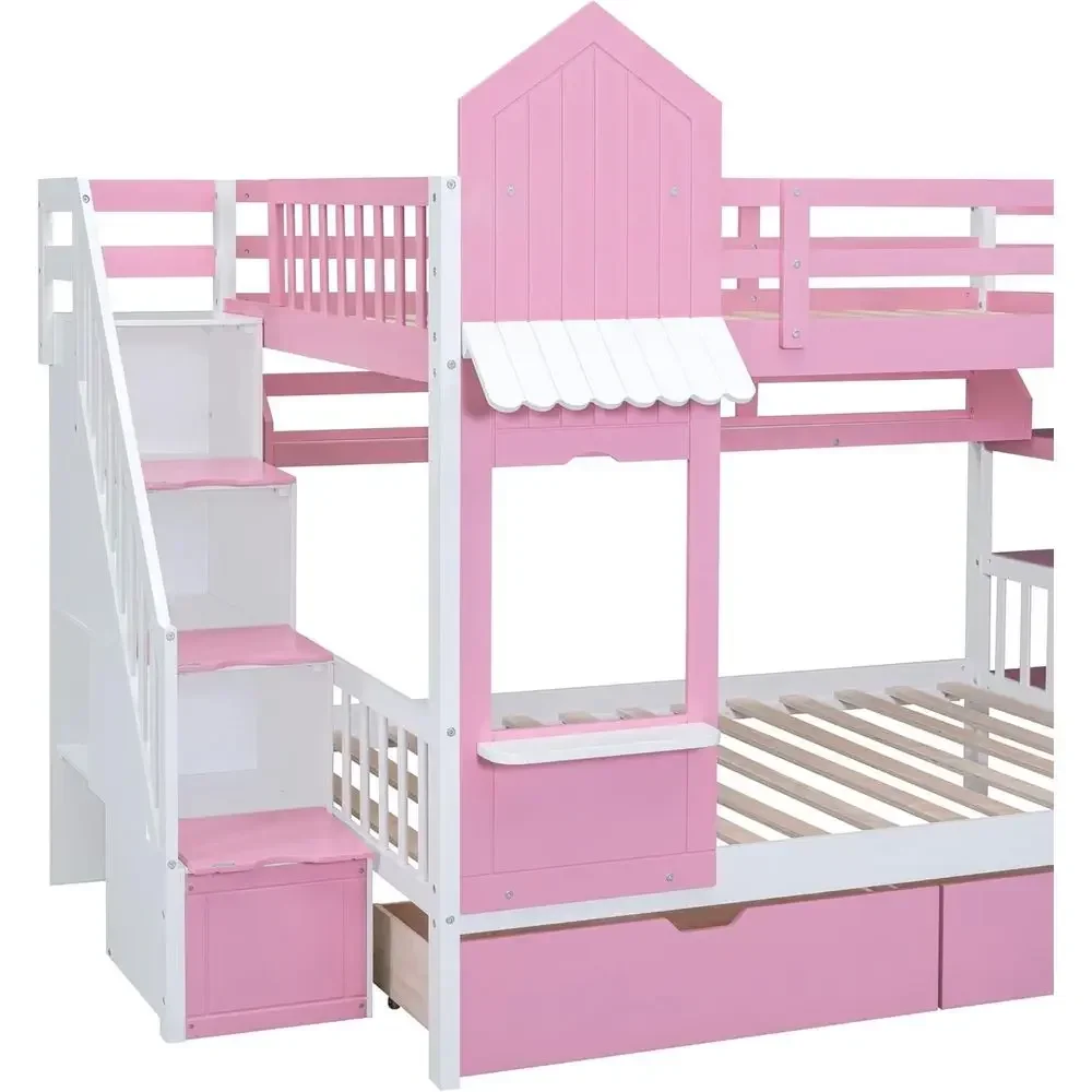 Tempat Tidur Susun Anak dengan - Bunk Bed With Stairs And Slide ulasan dan harga