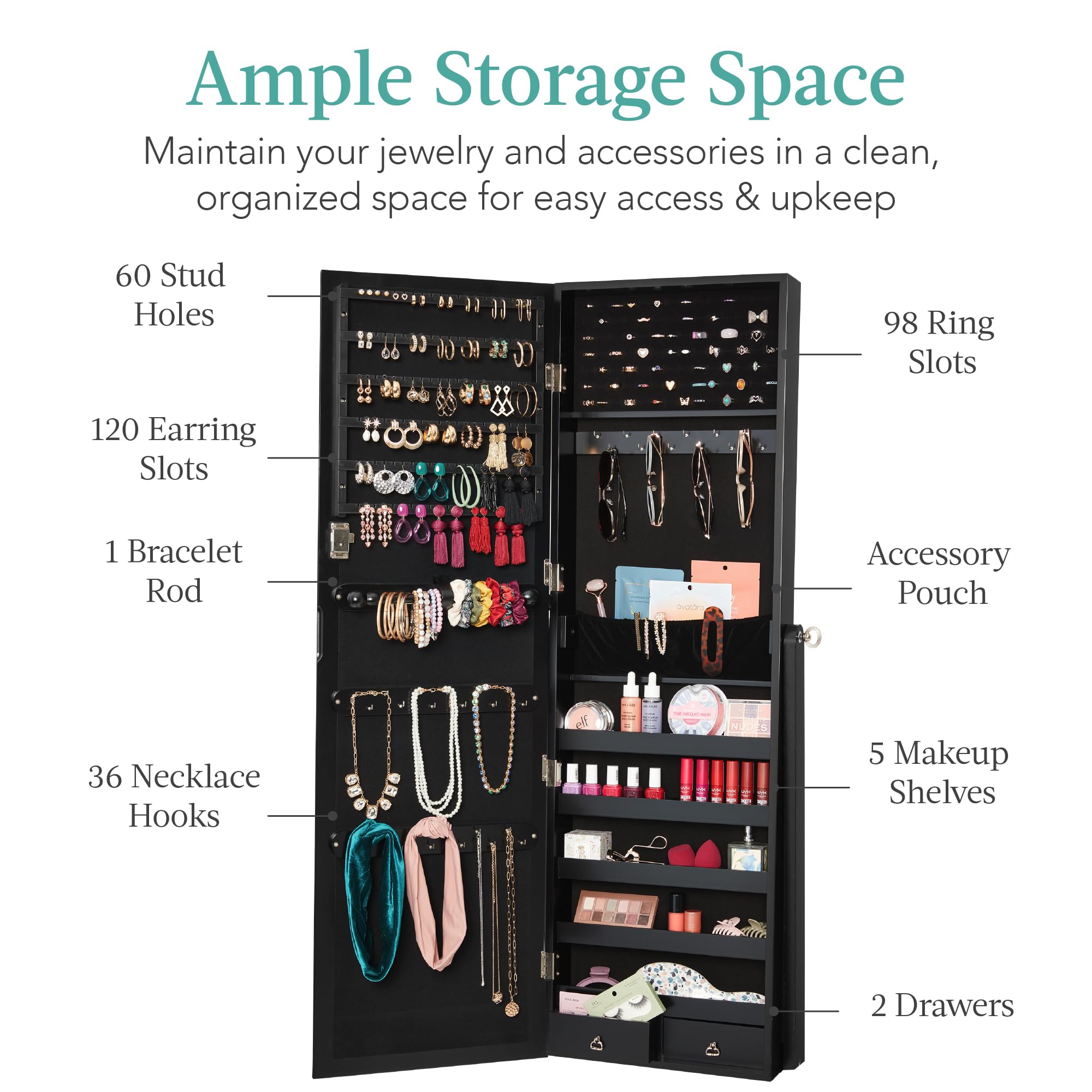 Lemari Perhiasan Berdiri Sendi - Full Length Mirror Jewelry Armoire ulasan dan harga