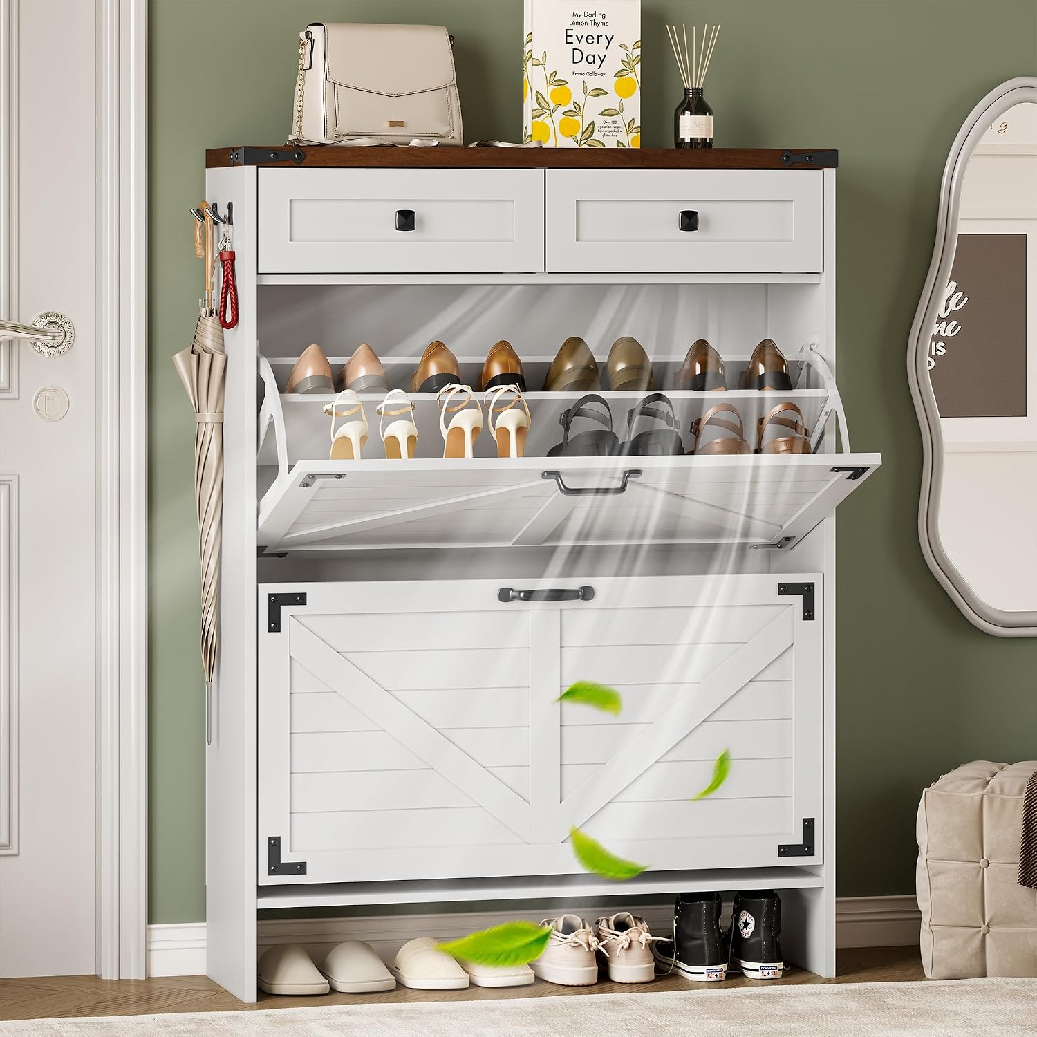 Lemari Sepatu dengan Pengharum - Shoe Rack Cabinet Narrow Entryway ulasan dan harga
