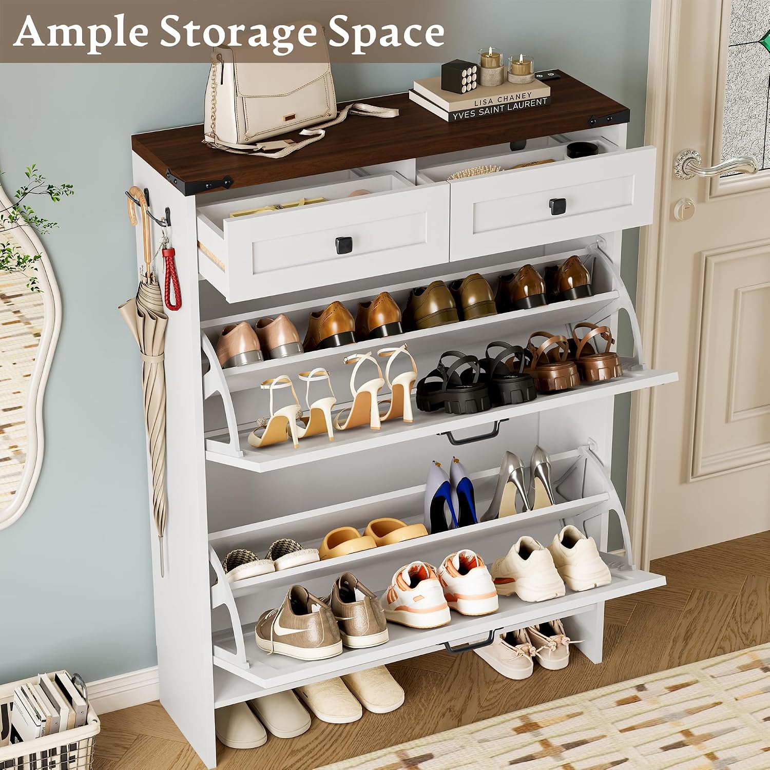 Lemari Sepatu dengan Pengharum - Shoe Rack Cabinet Narrow Entryway ulasan dan harga