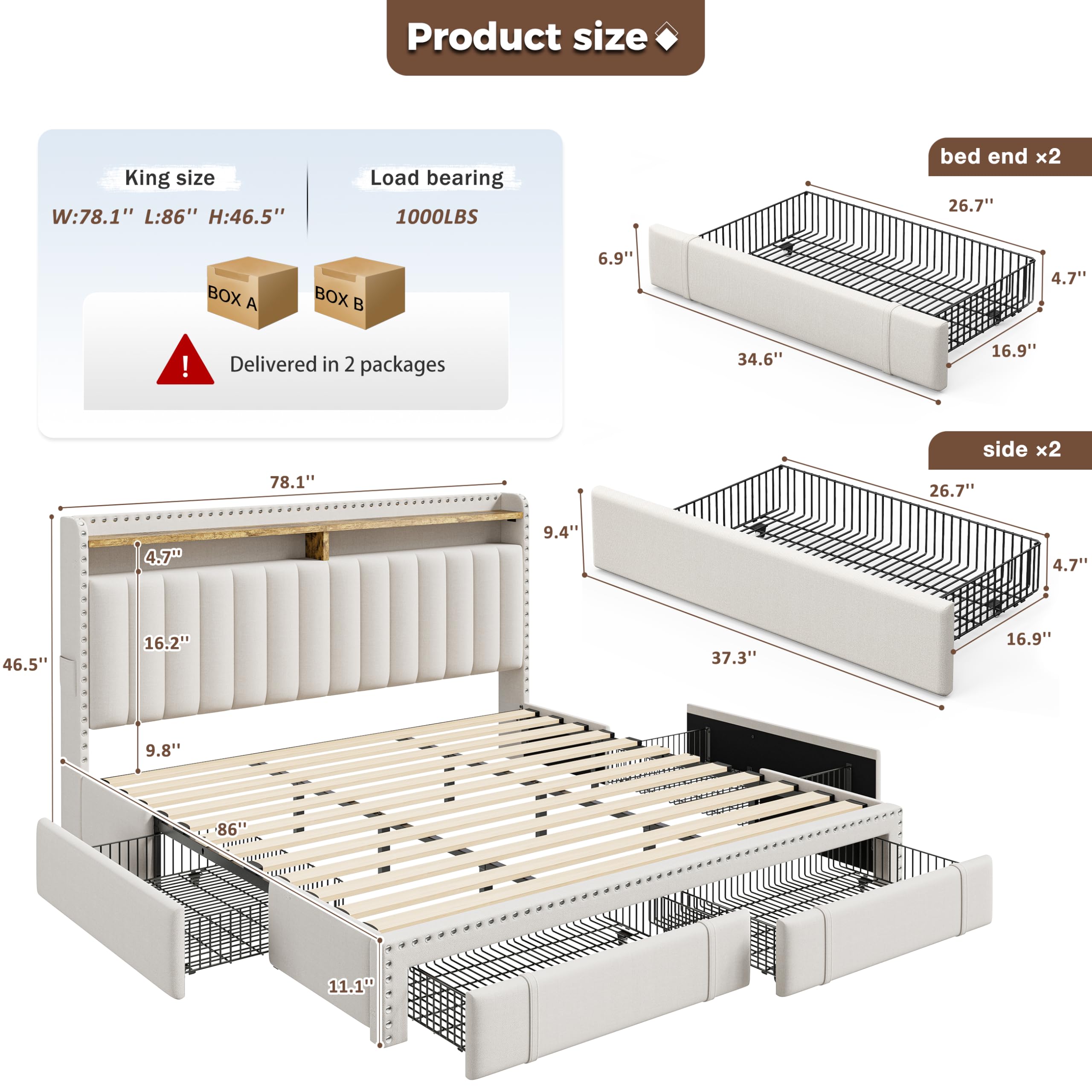 Rangka Tempat Tidur Ukuran Kin - King Size Bed Frame With Storage Drawers ulasan dan harga