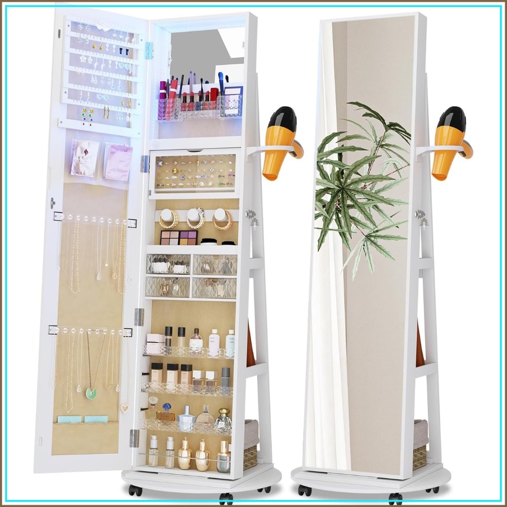 Lemari Perhiasan dengan Cermin - Full Length Mirror Jewelry Armoire ulasan dan harga