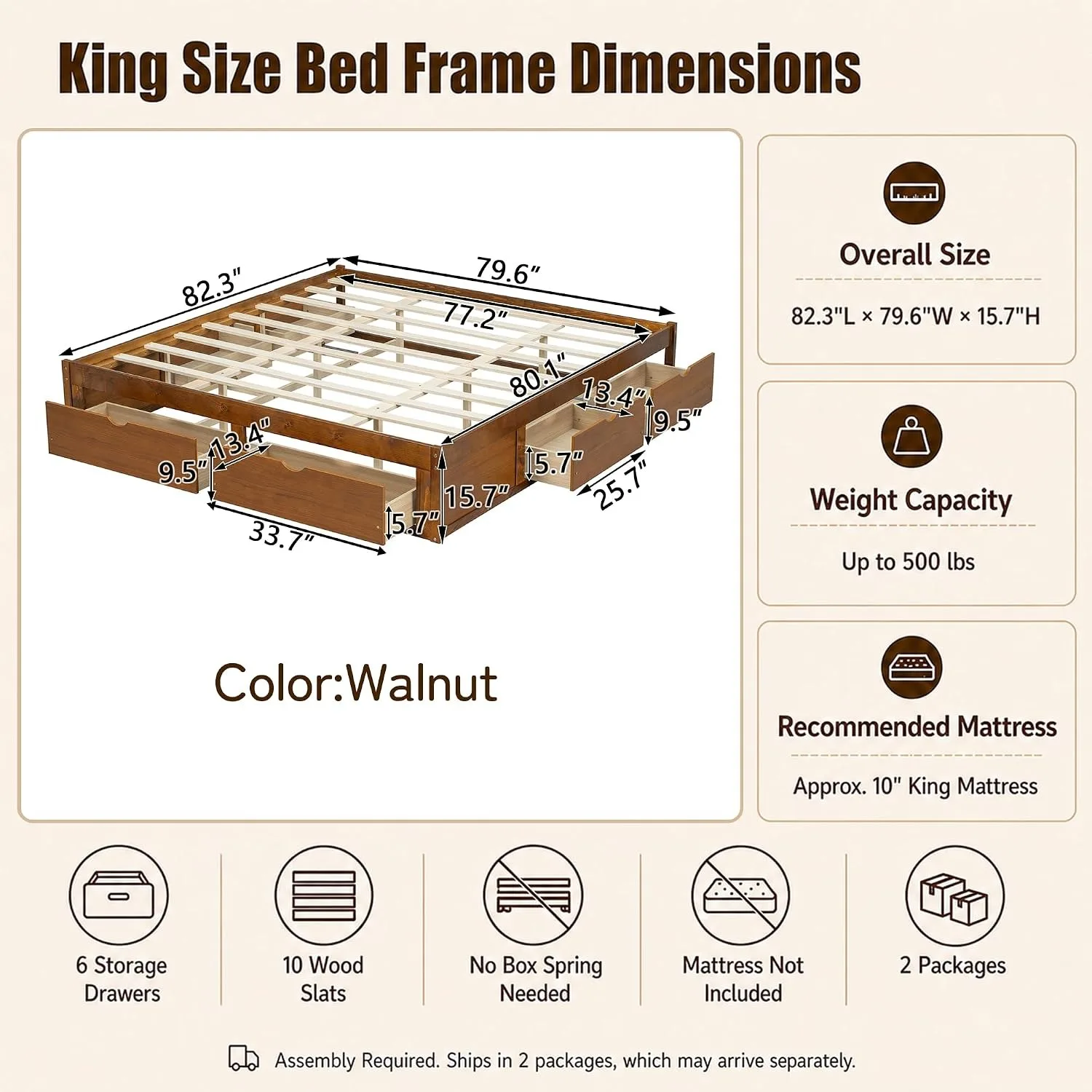 Rangka Tempat Tidur Platform K - King Size Bed Frame With Storage Drawers ulasan dan harga