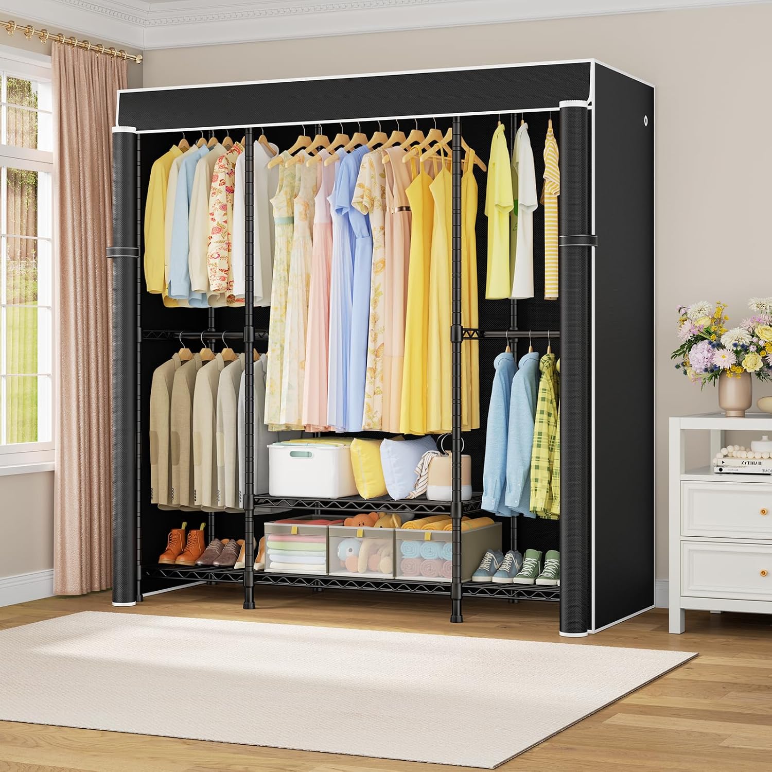 Lemari pakaian portabel tugas  - Wardrobe Closet Portable Fabric Cover ulasan dan harga