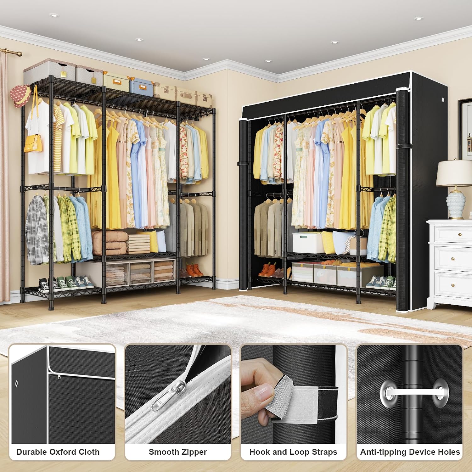 Lemari pakaian portabel tugas  - Wardrobe Closet Portable Fabric Cover ulasan dan harga