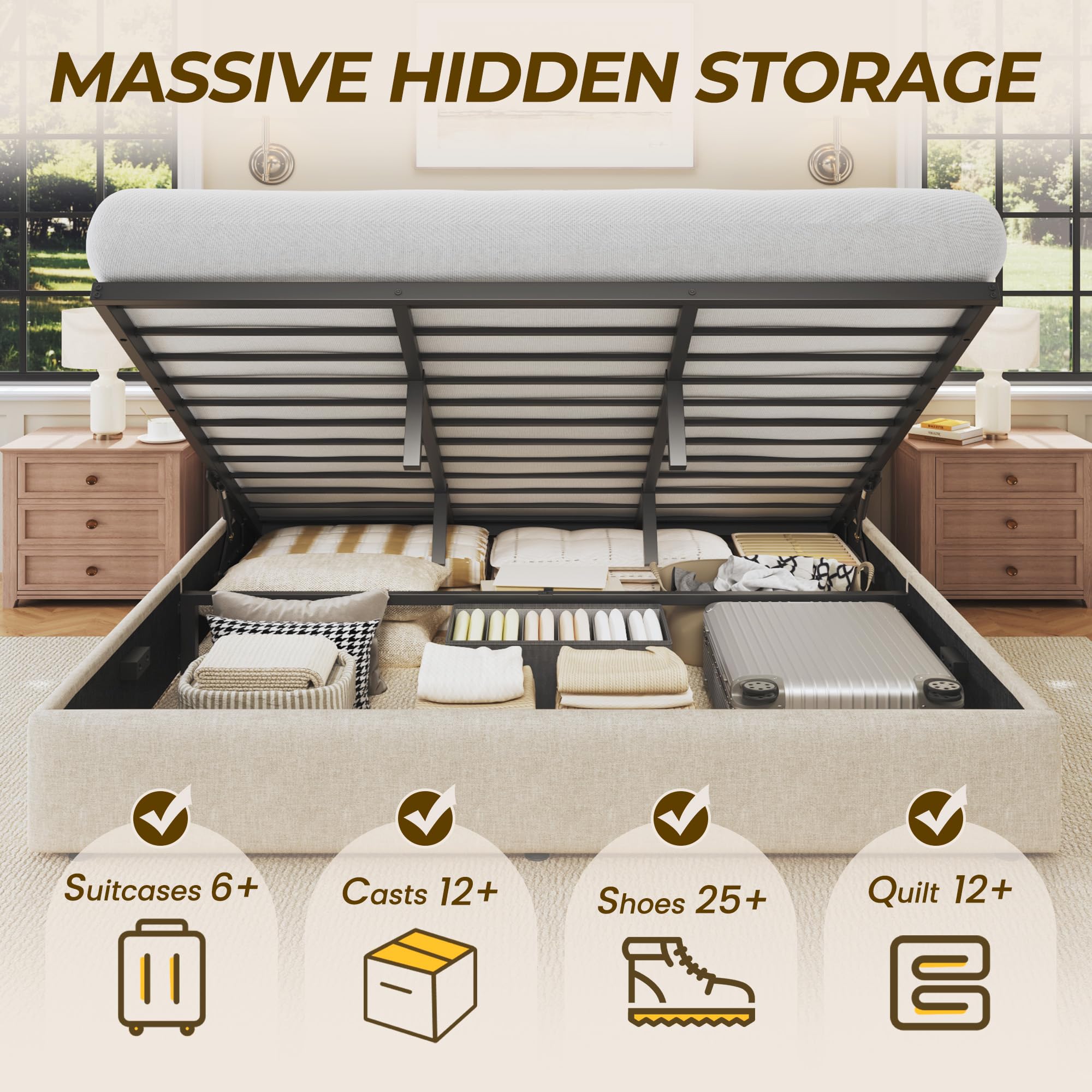 Tempat Tidur King Size dengan  - Gas Lift Storage Bed Hydraulic ulasan dan harga