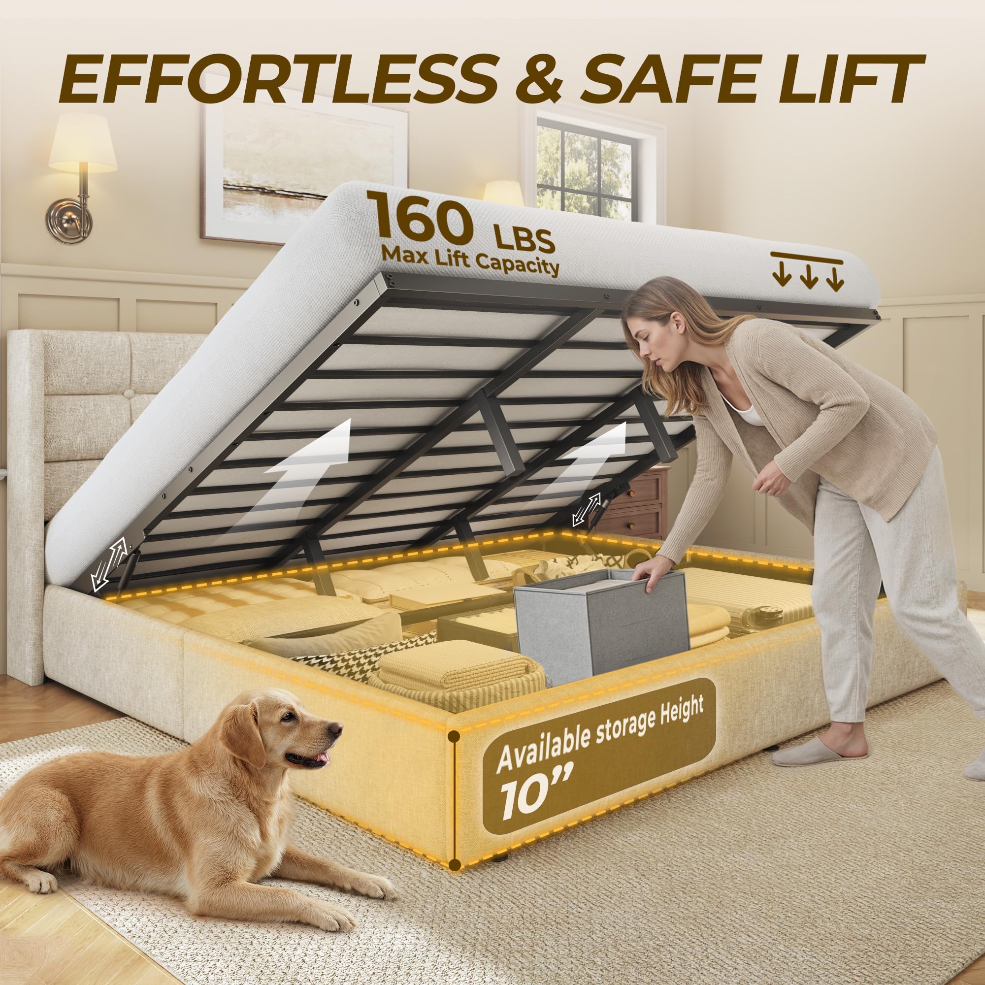 Tempat Tidur King Size dengan  - Gas Lift Storage Bed Hydraulic ulasan dan harga