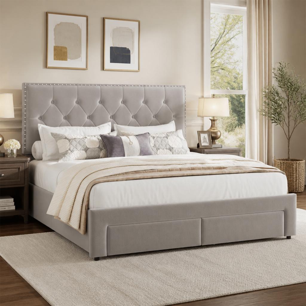 Rangka Tempat Tidur Ukuran Kin - King Size Bed Frame With Storage Drawers ulasan dan harga